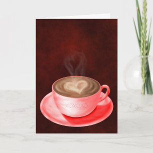 Valentine Cappuccino Art Heart Kort