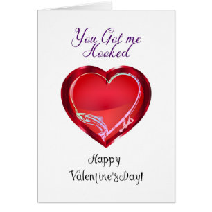 Valentine Card Fishing Theme du Har mig Hooking Hälsningskort