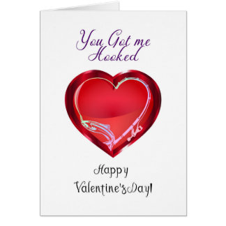 Valentine Card Fishing Theme du Har mig Hooking Hälsningskort