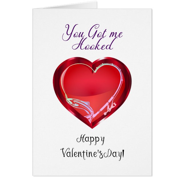 Valentine Card Fishing Theme du Har mig Hooking Hälsningskort (Framsidan)