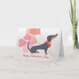 Valentine Card från Dachshund Hund Red Balloons Helgkort