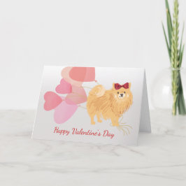 Valentine Card från din Pomeranian med Red Bow Helgkort