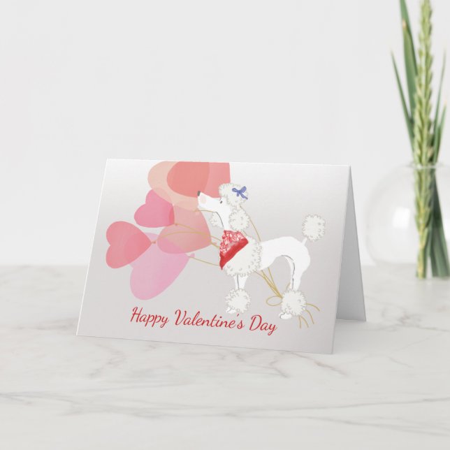 Valentine Card från din vita Pudel Hund Helgkort (Framsida)