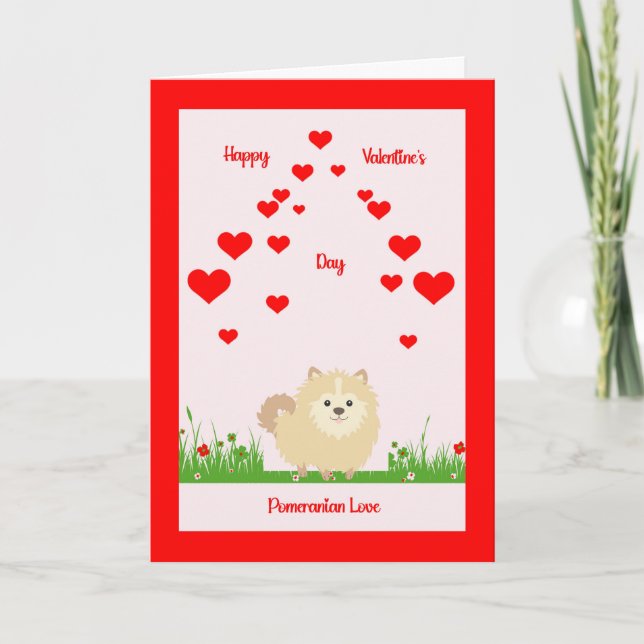 Valentine Card från Pet Pomeranian Tack Kort (Framsida)