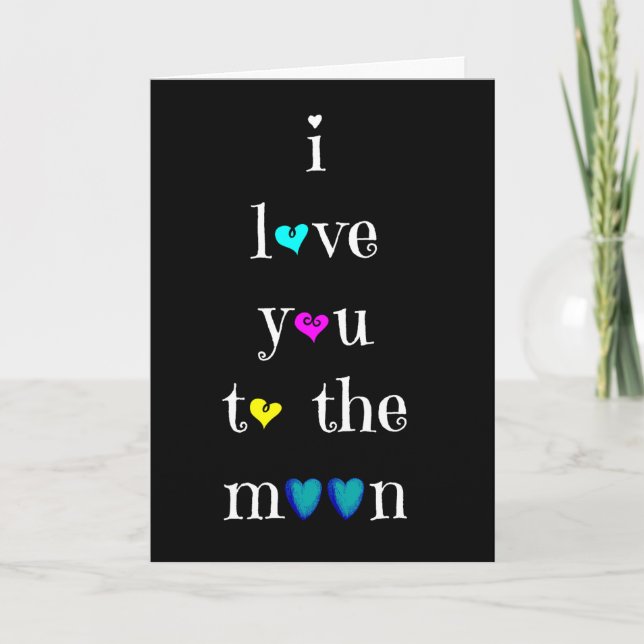 Valentine Card, i kärlek till måne och bakåt Helgkort (Framsida)