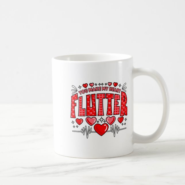 Valentine Cardiac Nurse You Make My Heart Flutter  Kaffemugg (Höger)
