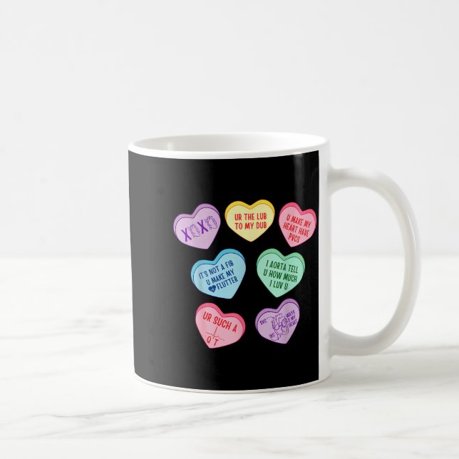 Valentine Cardiologist Hearts Candy Ekg Tech Telem Kaffemugg (Höger)