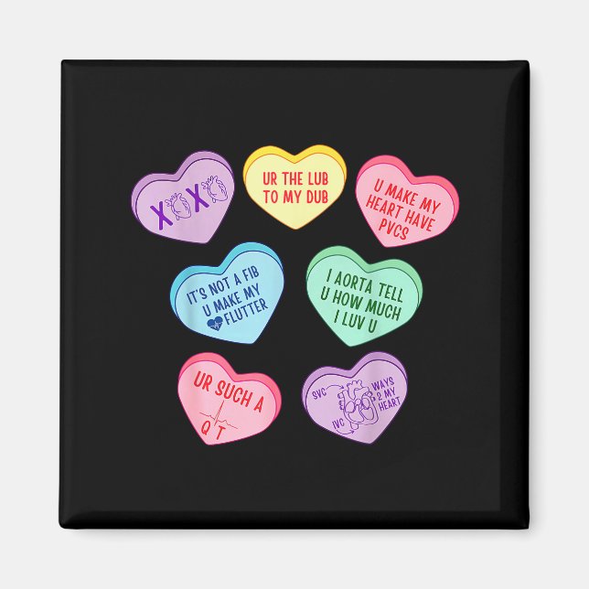 Valentine Cardiologist Hearts Candy Ekg Tech Telem Magnet (Framsidan)