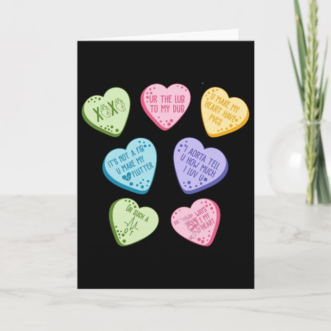 Valentine Cardiology Nurse Conversation Hearts Can Kort (Framsida)