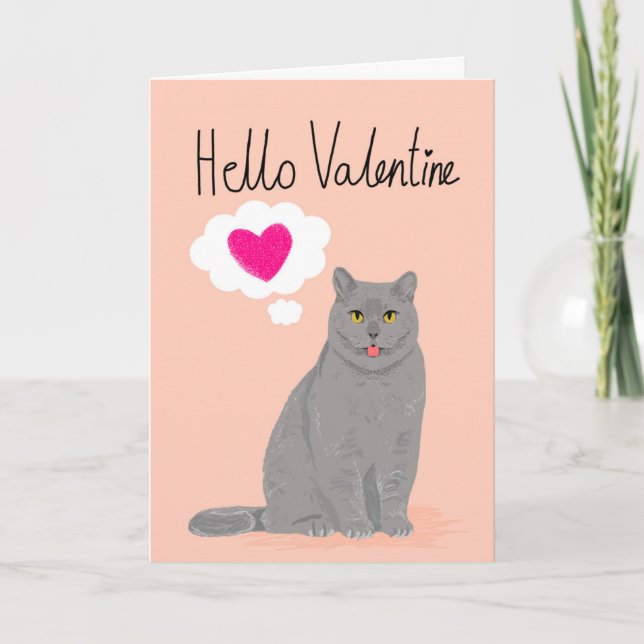 Valentine Cat Card - valentineser för söta katt av Helgkort (Framsida)