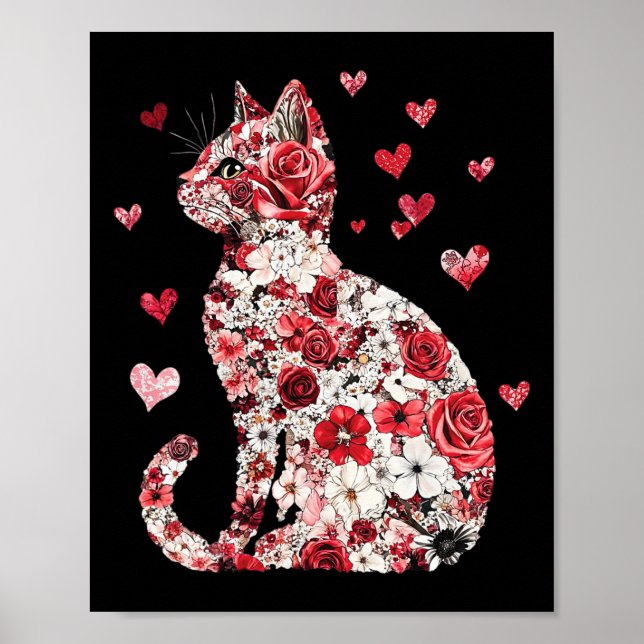 Valentine Cat Heart - Lycklig Meowentine's Poster (Framsidan)