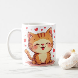 Valentine Cat Kärlek Cat Valentineser Kaffemugg