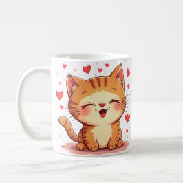Valentine Cat Kärlek Cat Valentineser Kaffemugg