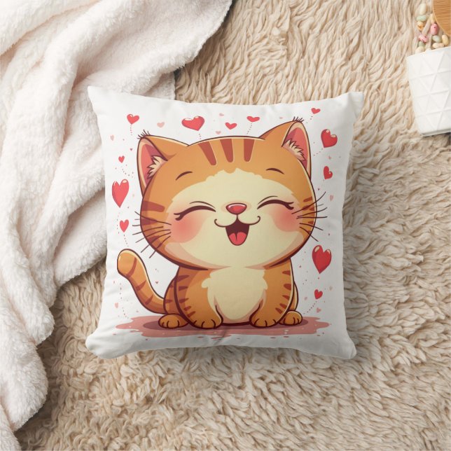 Valentine Cat Kärlek Cat Valentineser Kudde (Filt)