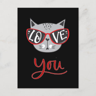 Valentine Cat KÄRLEK Glad Alla hjärtans dag Helg Vykort