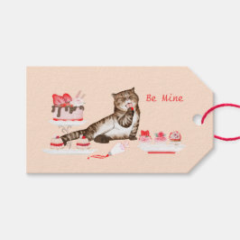 Valentine Cat med Sweets and Bakery Rosa & Red Presentetikett
