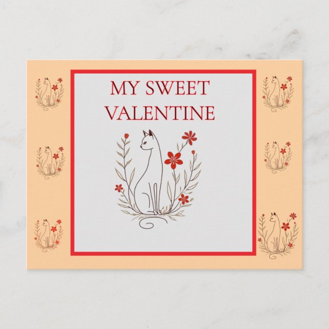 Valentine Cat-postkort Vykort (Framsida)