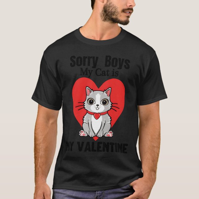 Valentine cat retro t shirt (Framsida)