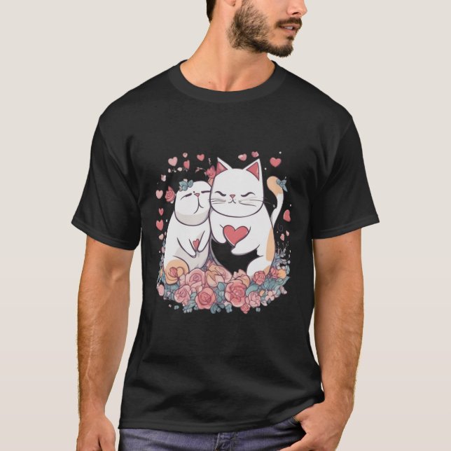 Valentine Cat T Shirt (Framsida)