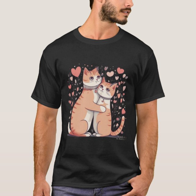 Valentine Cat T Shirt (Framsida)