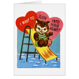 Valentine Cat Vatten Slide Hälsningskort