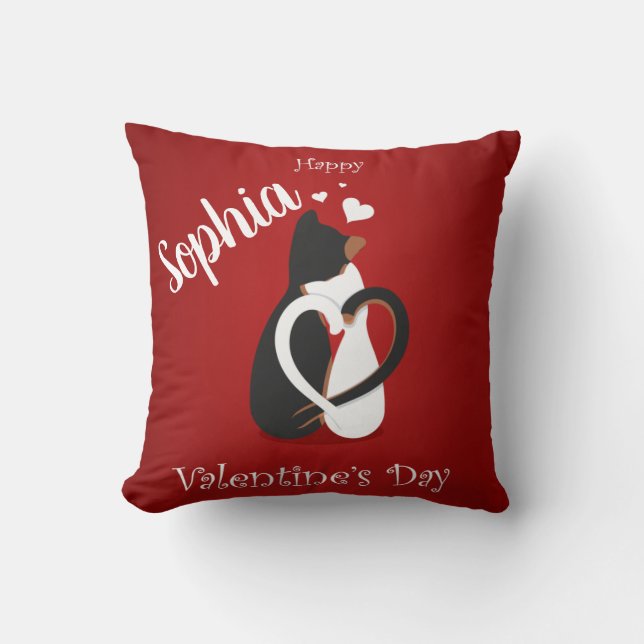 Valentine Cats i Kärlek Anpassningsbar Kudde (Framsida)