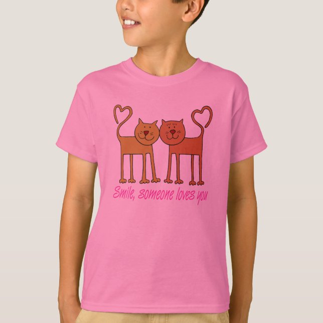 Valentine Cats in Kärlek T-Shirt (Framsida)
