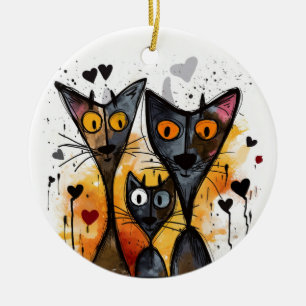 Valentine Cats och Hearts Ornament