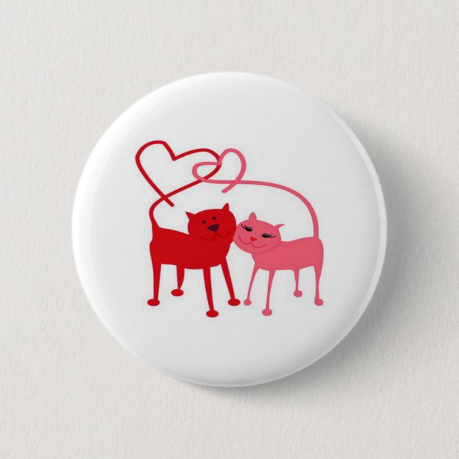 Valentine Cats Round Button Knapp (Framsida)