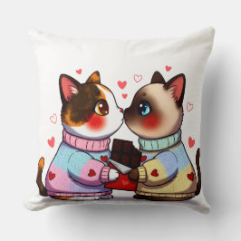 Valentine Cats with Chocolate Kudde