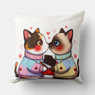 Valentine Cats with Chocolate Kudde