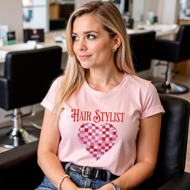 Valentine Checkated Heart for Hair Stylist T Shirt (Valentine Checkered Heart for Hair Stylist T-Shirt)