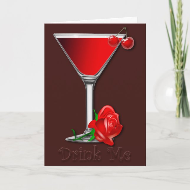 Valentine Cherry Martini Card Helgkort (Framsida)