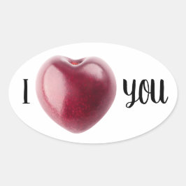 Valentine Cherry Ovalt Klistermärke