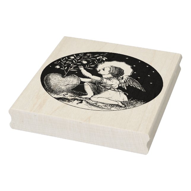 Valentine Cherub Angel Cupid med Heart Frimärke Stämpel (Stämpel)
