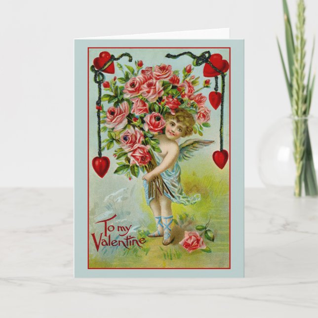 Valentine Cherub Vintage Kort (Framsida)
