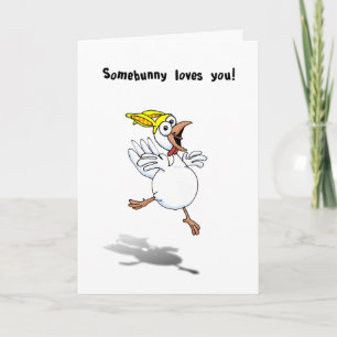 Valentine Chicken med Bunny Hat! Helgkort