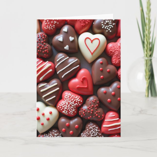 Valentine Chocolate Hearts Card Kort (Framsida)