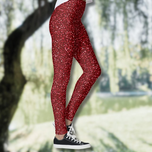 Valentine Classic Trendigt Rött Glitter Leggings (Skapare uppladdad)