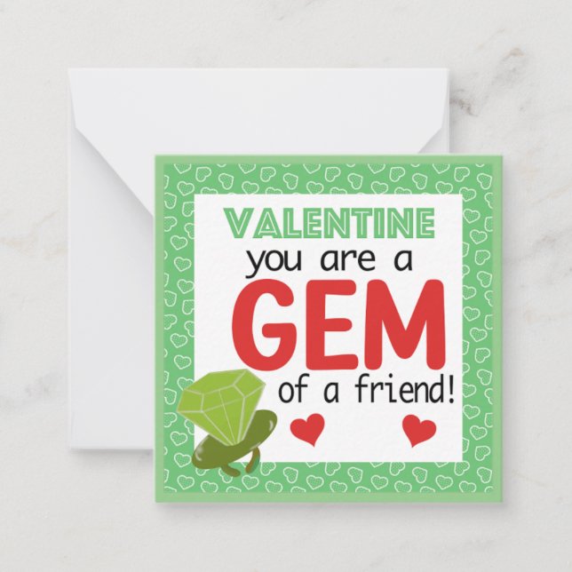 Valentine Classroom Card, du är en gem valentin Anteckningskort (Framsida)