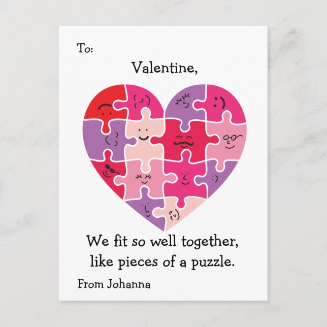 Valentine Classroom Cards Autism Heart Helg Vykort (Framsida)