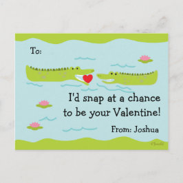 Valentine Classroom Cards för barn Alligator Helg Vykort