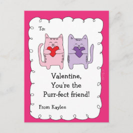 Valentine Classroom Cards för barn Cats Kittens Helg Vykort
