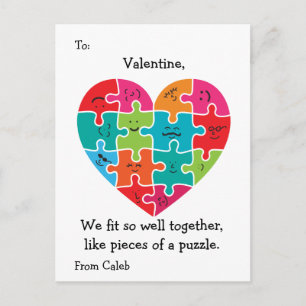 Valentine Classroom Cards Kids Autism Heart Helg Vykort