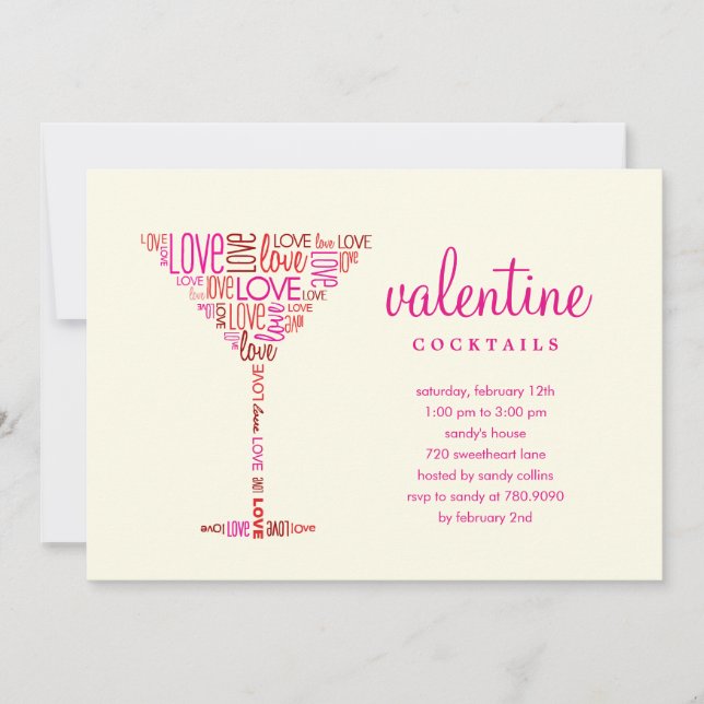 Valentine Cocktail Party-inbjudan Inbjudningar (Framsida)