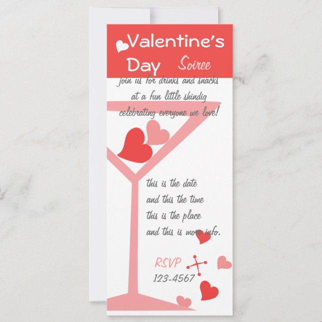 Valentine Cocktails Inbjudningar (Framsida)