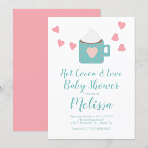 Valentine Cocoa Campfire Mugg Baby Shower Teal Inbjudningar