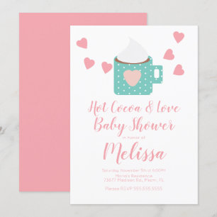 Valentine Cocoa Campfire Mugg Tjej Baby Shower Ros Inbjudningar