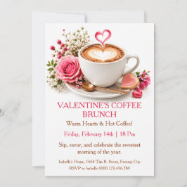 Valentine Coffee Brunch - Mysig Cafésamling Inbjudningar