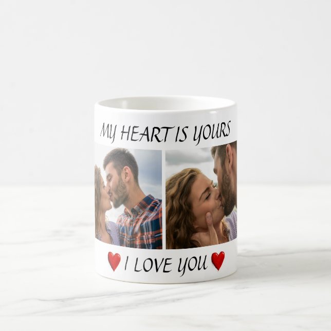 Valentine Coffee Mug I Love You with Couple Photos Kaffemugg (Center)